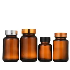 Chai viên nang thủy tinh màu hổ phách